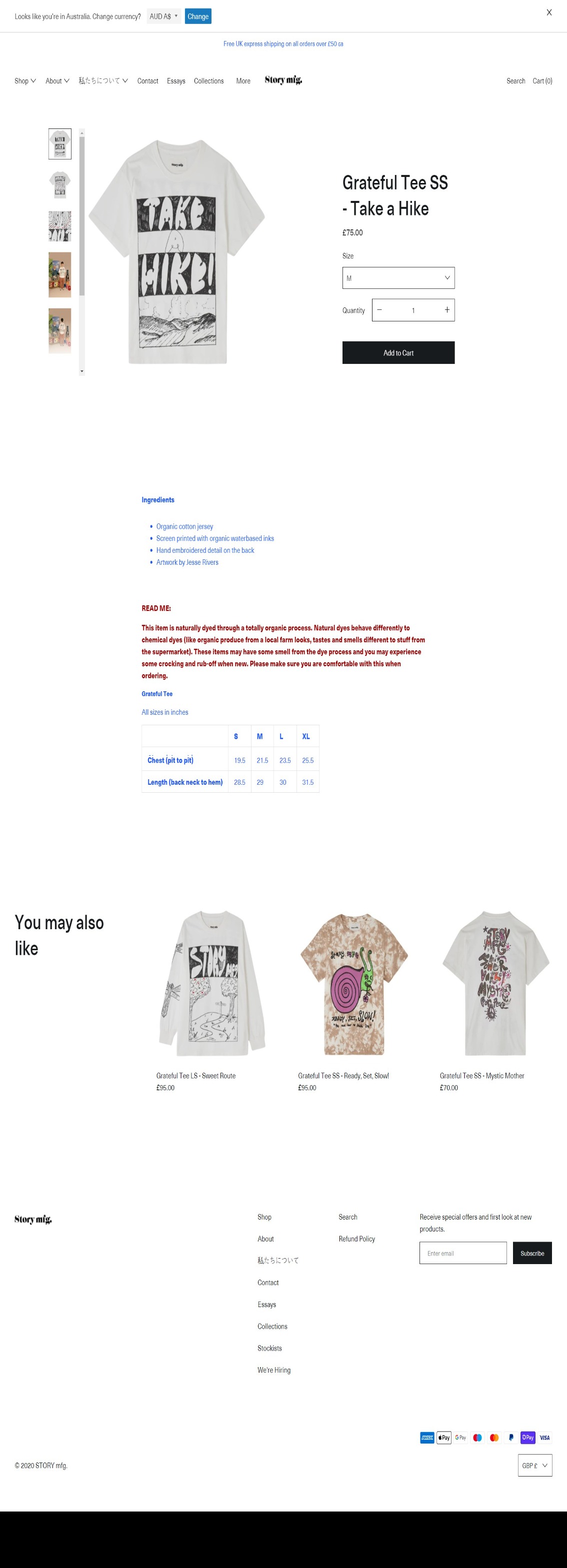 Grateful Tee SS - Take a Hike – STORY mfg. | DRAWWWERS