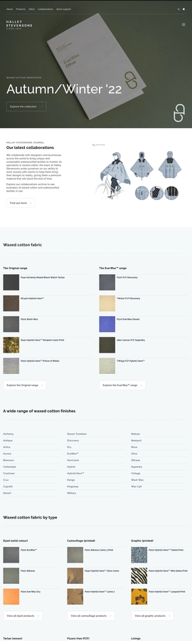 Halley Stevensons: Specialist waxed cotton and weatherproof fabrics | DRAWWWERS
