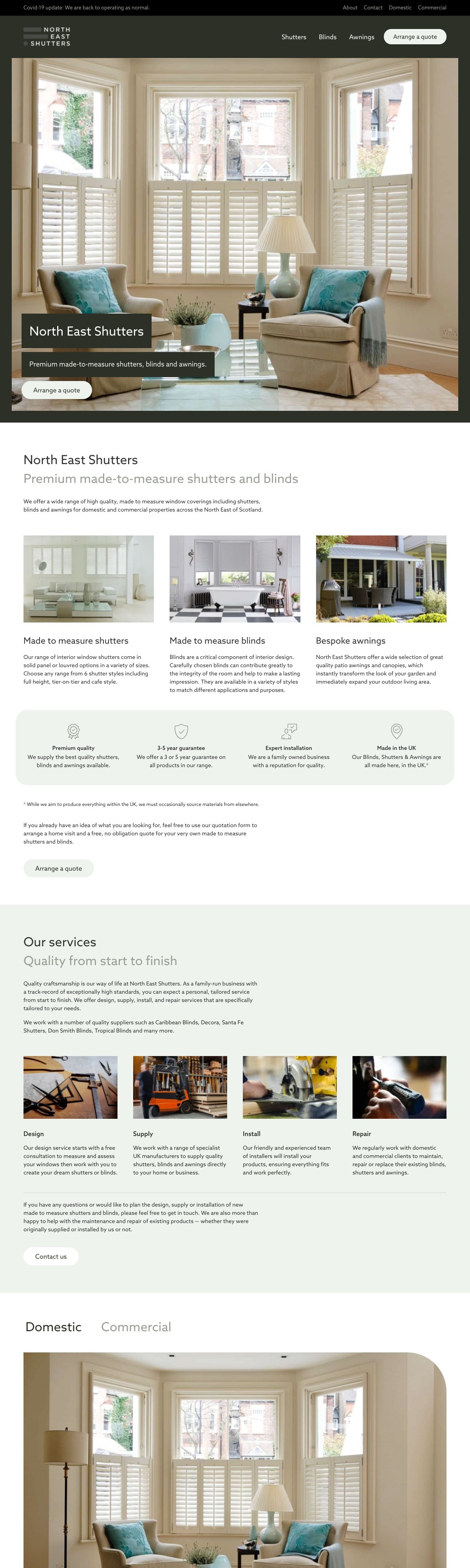 North East Shutters: Made to measure shutters, blinds and awnings | DRAWWWERS